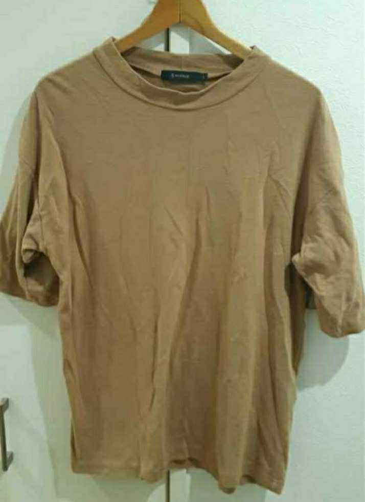 七分Tシャツ レイジブルー Lサイズ ブラウン メンズふ拍卖