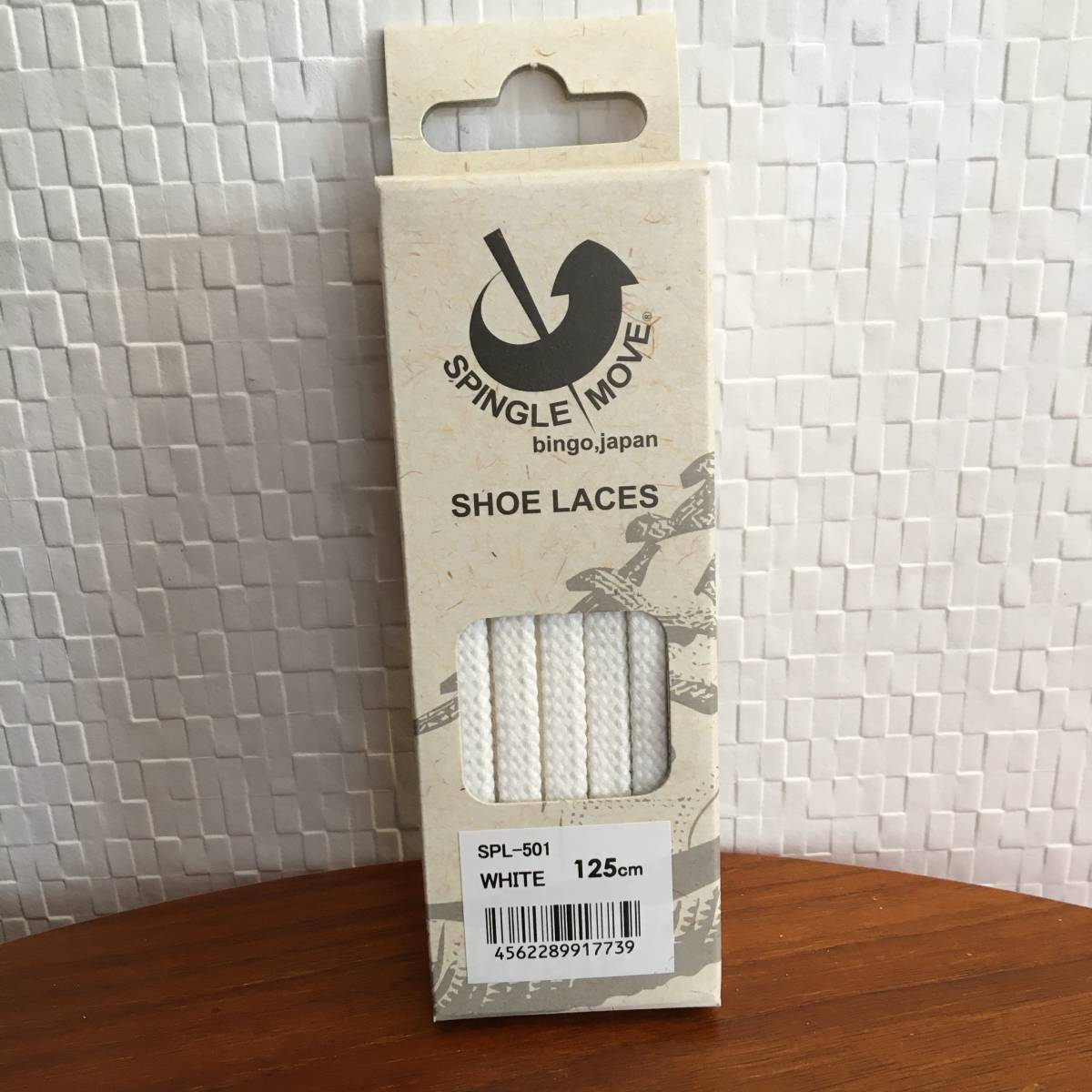 ● 送料¥180 ● 125cm SPL-501 White 白 SPINGLEMOVE スピングルムーブ 平紐 紐 靴ひも シューレース 替紐 (新品)(正規品)拍卖