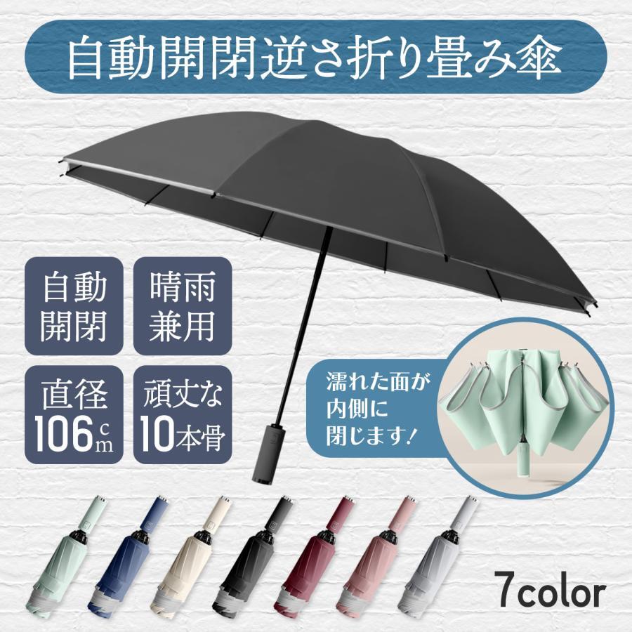 【折りたたみ傘 グレー】折り畳み傘 メンズ 自動開閉 逆折り 逆さ傘 ワンタッチ 逆さ折り 晴雨兼用 大きい 日傘拍卖