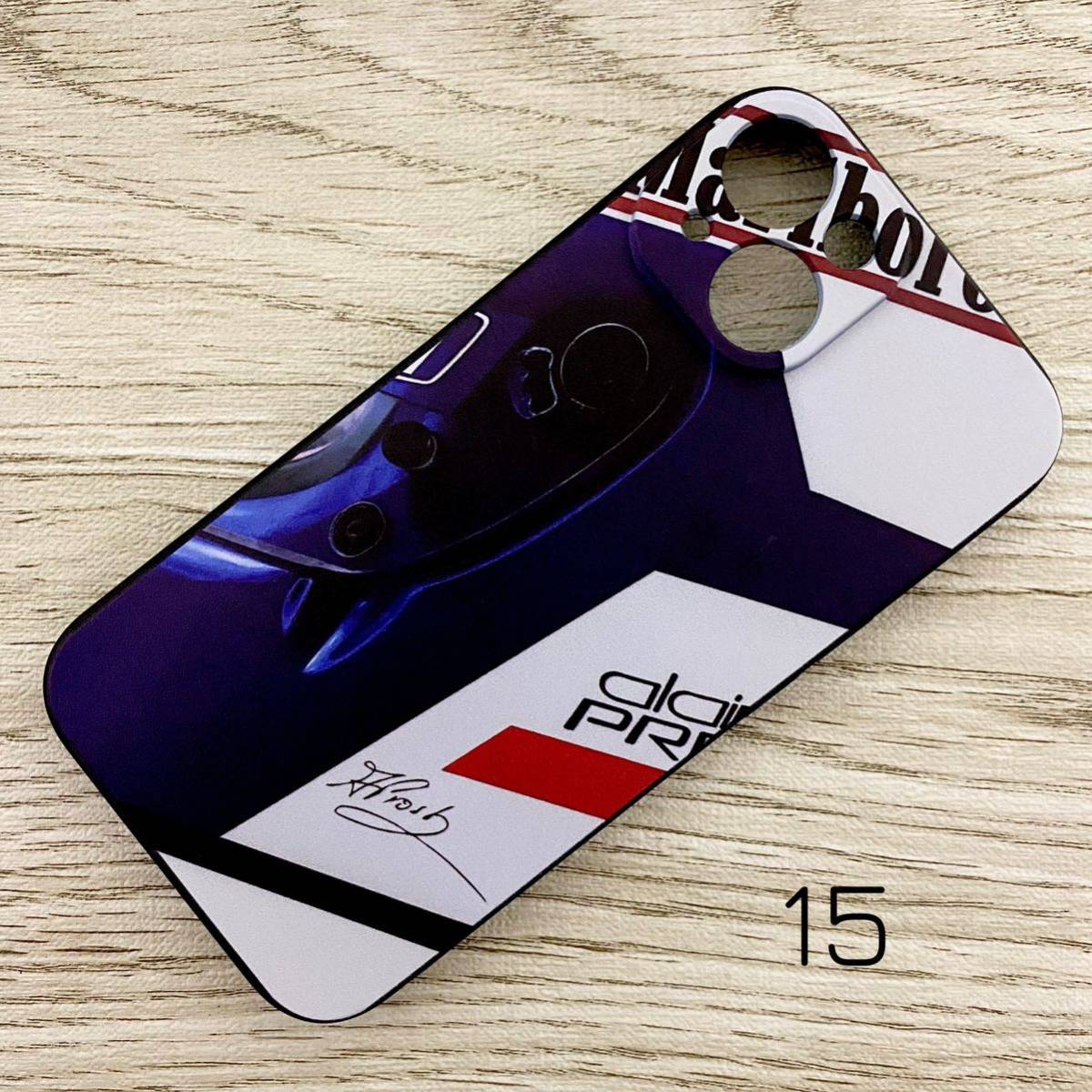 アラン・プロスト ヘルメット デザイン iPhone 15 ケース F1 マクラーレン ホンダ フェラーリ ウィリアムズ ルノー フランス スマホ拍卖