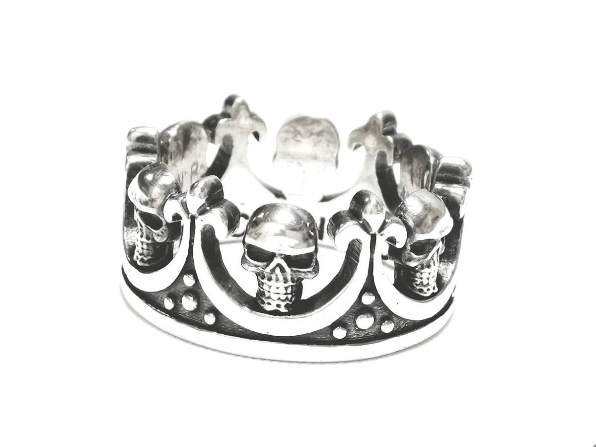 ☆定価¥47,300 本物 正規品 ロイヤルオーダー Skull & FDL Band スカル & フレッドリリー シルバーリング シルバー925☆拍卖