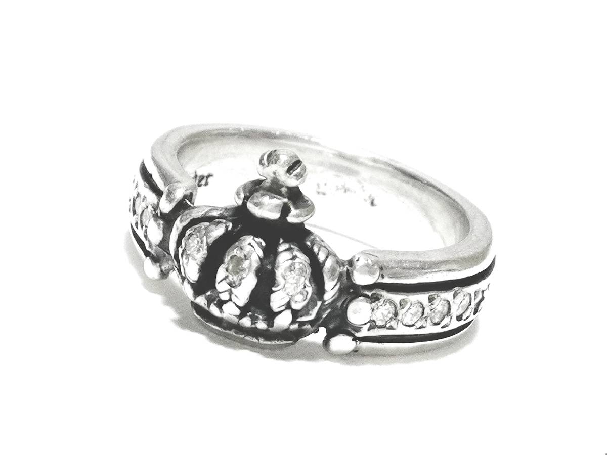 ☆定価¥123,200 本物 正規品 ロイヤルオーダー Crown Triple Band w/ Diamond Pave ダイヤモンド クラウン シルバーリング シルバー925☆拍卖