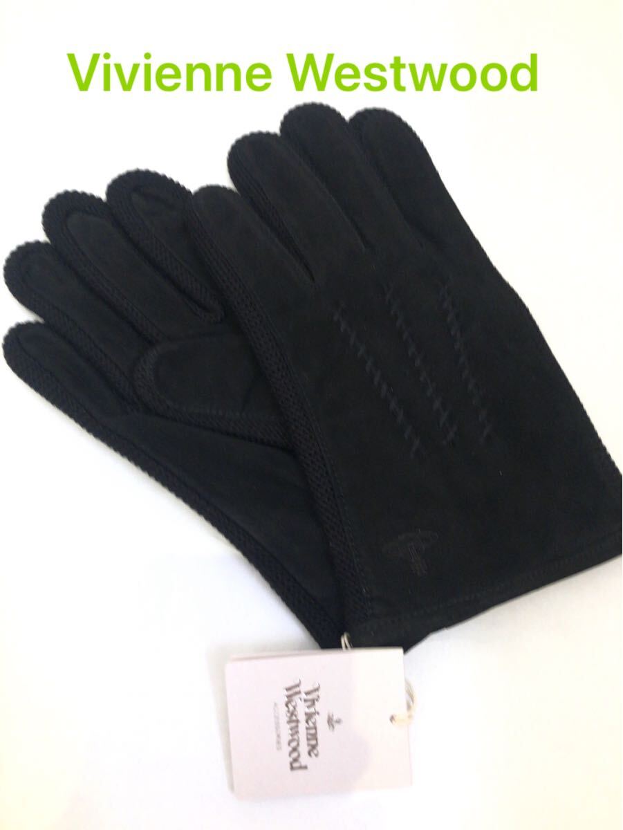 新品 ヴィヴィアンウエストウッド メンズ 手袋 グローブ レザー 本革手袋 ブラック ORB刻印拍卖