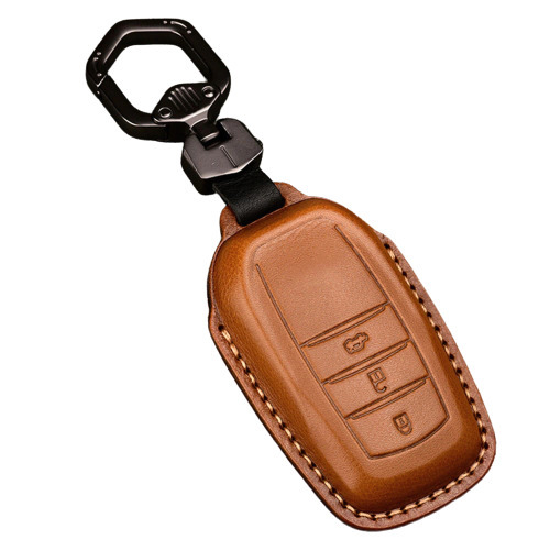 新品 トヨタ キーカバー キーケース レザー 本革 ライトブラウン 3ボタン TOYOTA タイプB プリウス ハリアー ランクル ヤリス 送料無料拍卖