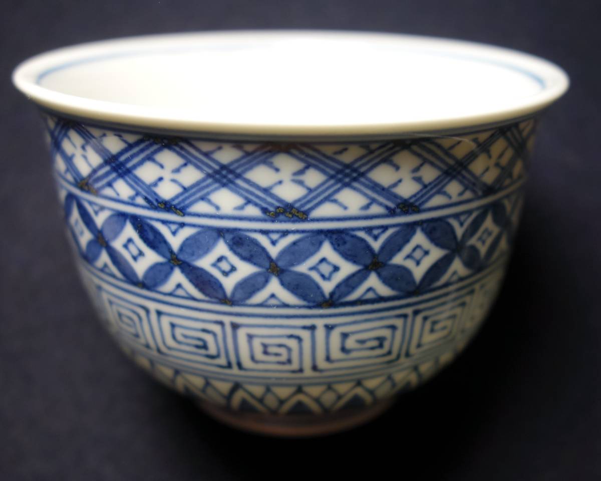 唐雷紋吉兆図 手描き 煎茶道 高級煎茶碗 陶磁器研究拍卖