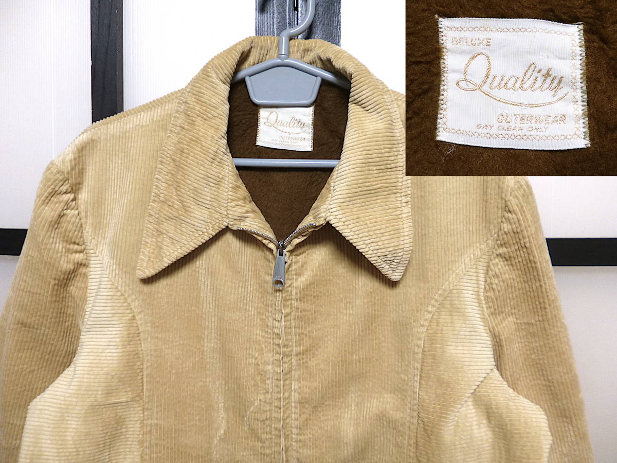 US古着 60s~70s DELUXE QUALITY OUTERWEAR 裏ボア 太ウネ コーデュロイ ジャケット / 60年代 70年代 スポーツジャケット スポジャケ拍卖
