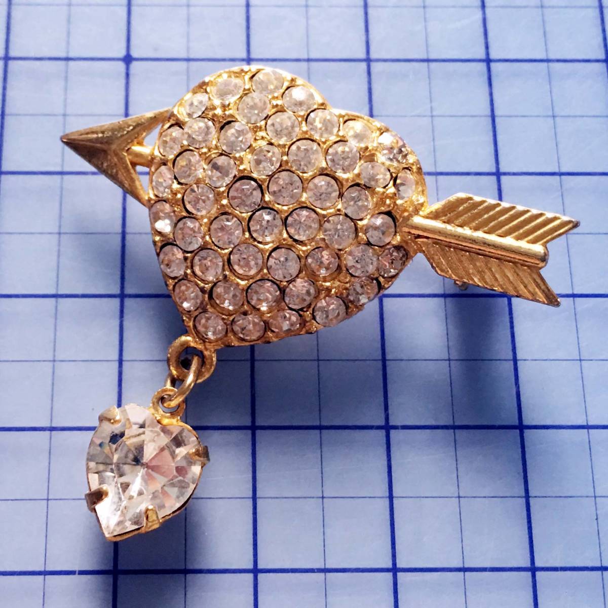 美品 刻印あり ラインストーン ゴールド ブローチ NO.4439拍卖