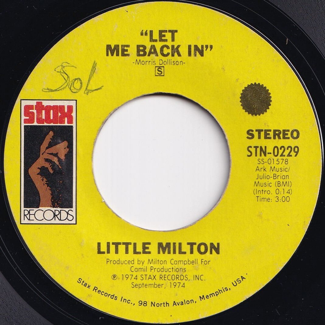 Little Milton Let Me Back In / Let Your Loss Be Your Lesson Stax US STN-0229 208456 SOUL FUNK ソウル ファンク レコード 7インチ 45拍卖