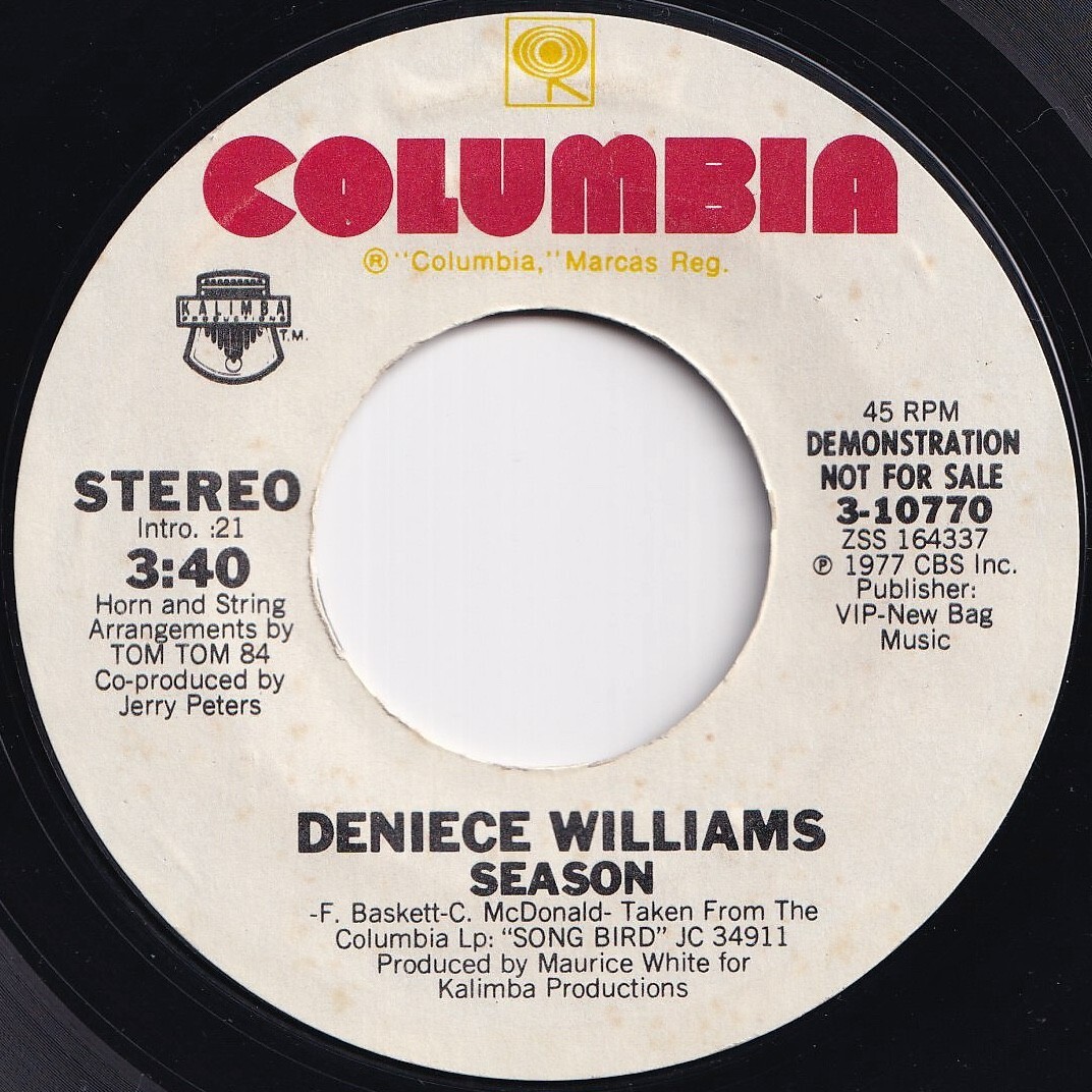 Deniece Williams Season (Stereo) / (Mono) Columbia US 3-10770 208683 SOUL ソウル レコード 7インチ 45拍卖