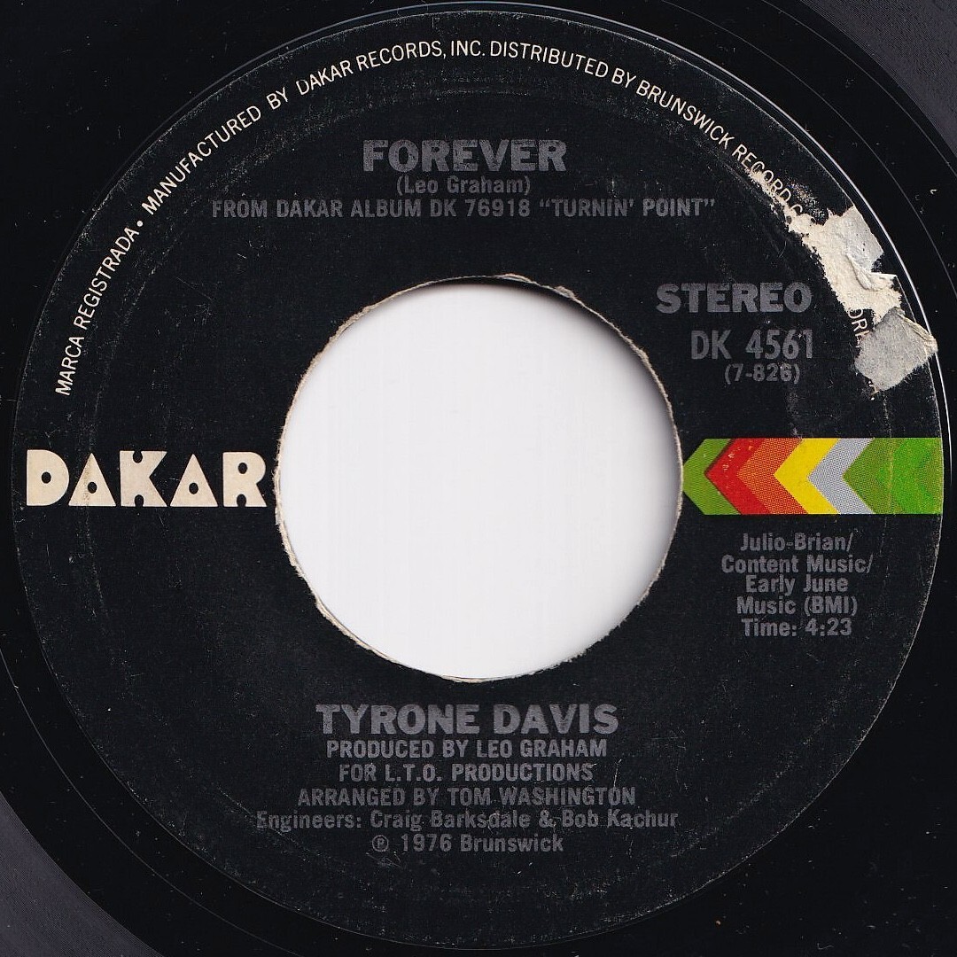 Tyrone Davis Forever / Ever Lovin' Girl Dakar US DK 4561 208838 SOUL ソウル レコード 7インチ 45拍卖