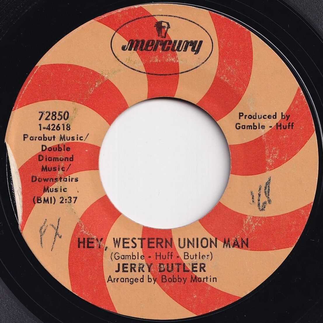 Jerry Butler Hey, Western Union Man / Just Can't Forget About You Mercury US 72850 208527 SOUL ソウル レコード 7インチ 45拍卖