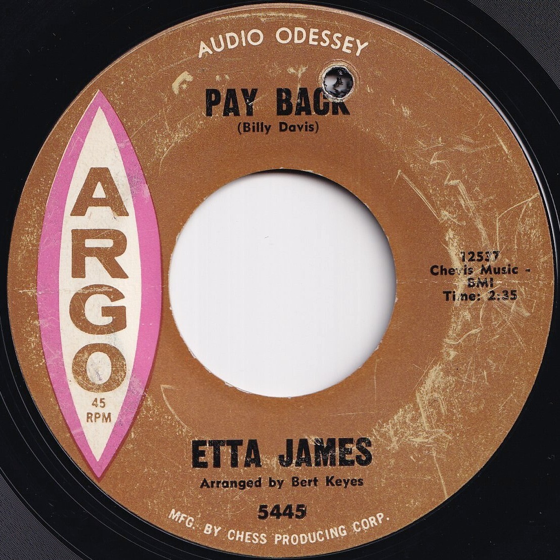 Etta James Pay Back / Be Honest With Me Argo US 5445 208691 R&B R&R レコード 7インチ 45拍卖