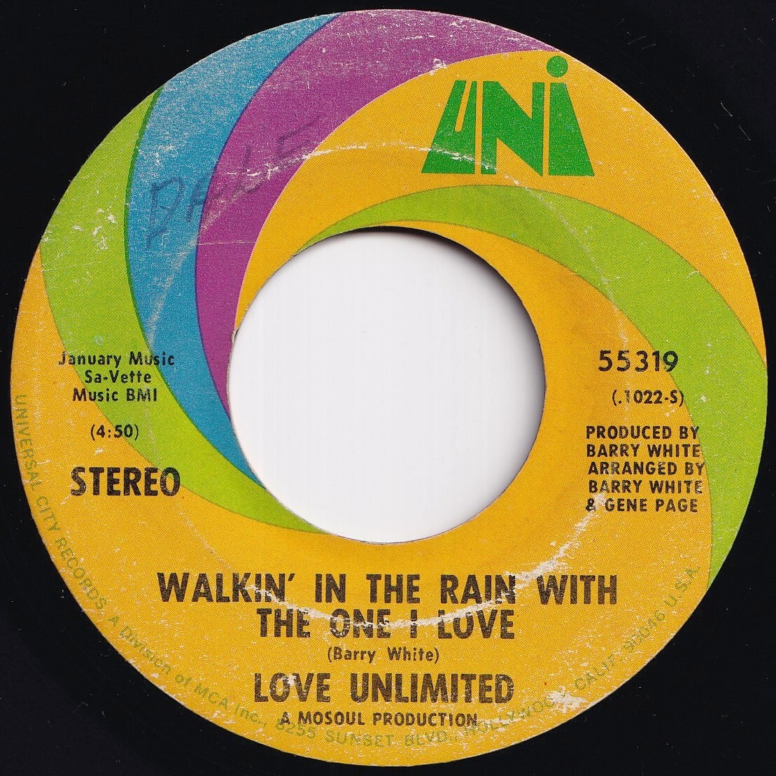 Love Unlimited Walkin' In The Rain With The One I Love / I Should Have Known UNI US 55319 208589 SOUL ソウル レコード 7インチ 45拍卖