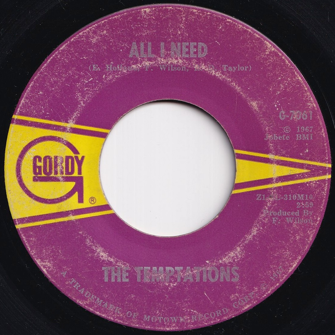 Temptations All I Need / Sorry Is A Sorry Word Gordy US G-7061 208614 SOUL ソウル レコード 7インチ 45拍卖