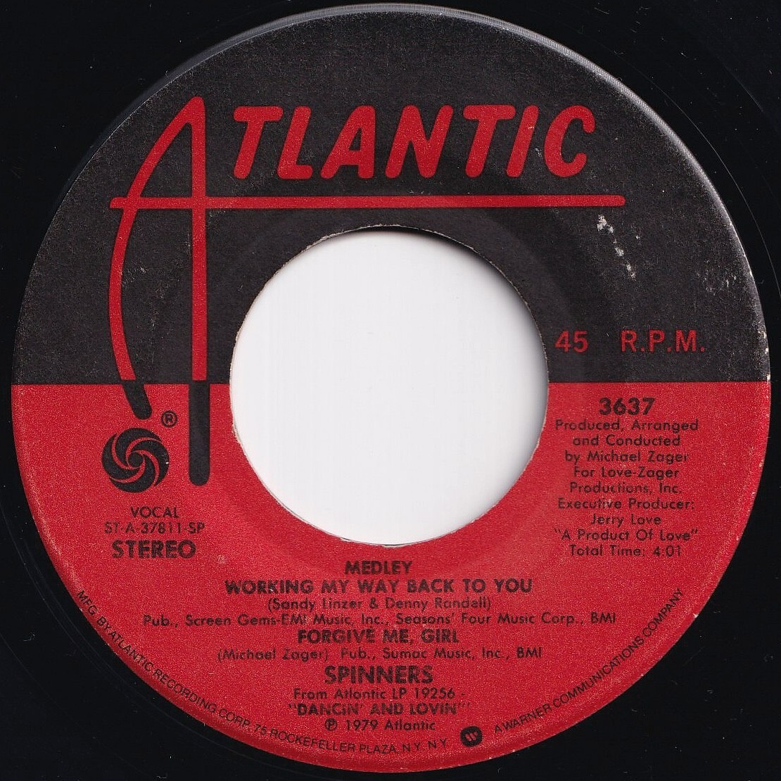 Spinners Medley: Working My Way Back To You / Disco Ride Atlantic US 3637 208759 SOUL DISCO ソウル ディスコ レコード 7インチ 45拍卖