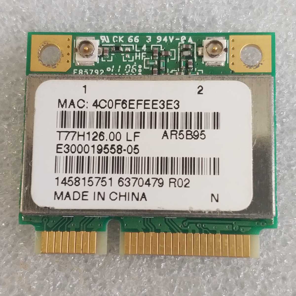 岐阜 即日発 送料85円~ SONY VAIO VPCEB39FJ 等用 WIFI 無線LANカード Atheros AR5B95 b/g/n 150Mbp PCIe ★ 動作確認済み W137a 拍卖