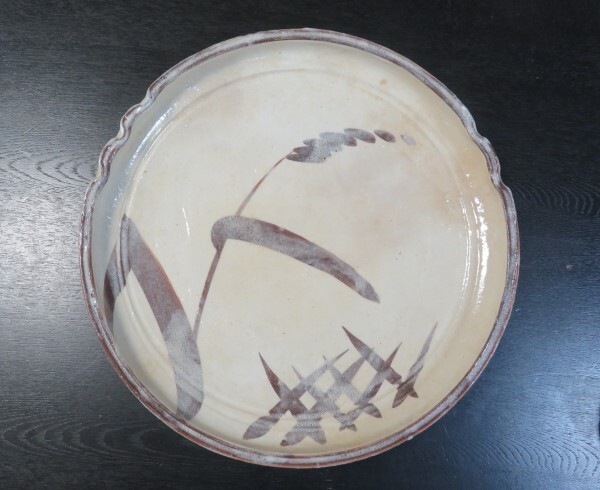 【実家整理】 大皿 陶器 志野? 直径約38cm【使用品】拍卖