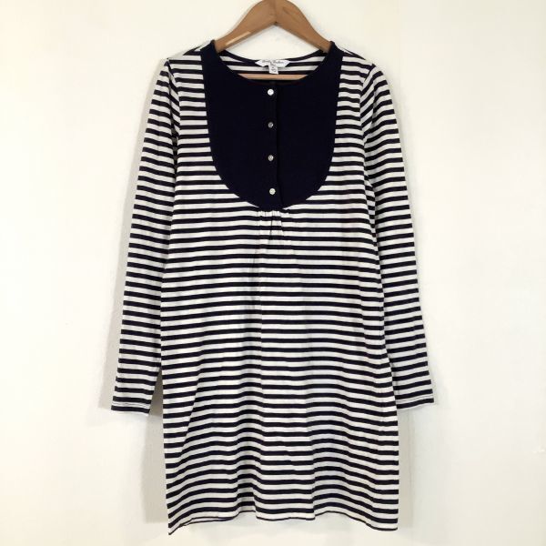 BROOKS BROTHERS ブルックスブラザーズ ボーダー コットンニット ワンピース レディース XLサイズ 大きいサイズ ホワイト ネイビー拍卖