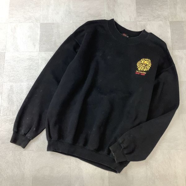 USA規格 LIONKING ライオンキング 刺繍ロゴ スウェット トレーナー メンズ Mサイズ ブラック拍卖