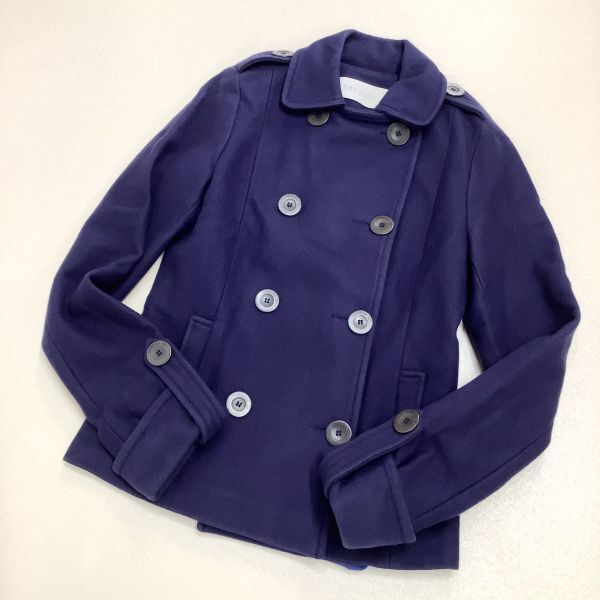 良品 Sesson セッスン デザイン袖 ピーコート レディース Sサイズ ネイビー 紺拍卖