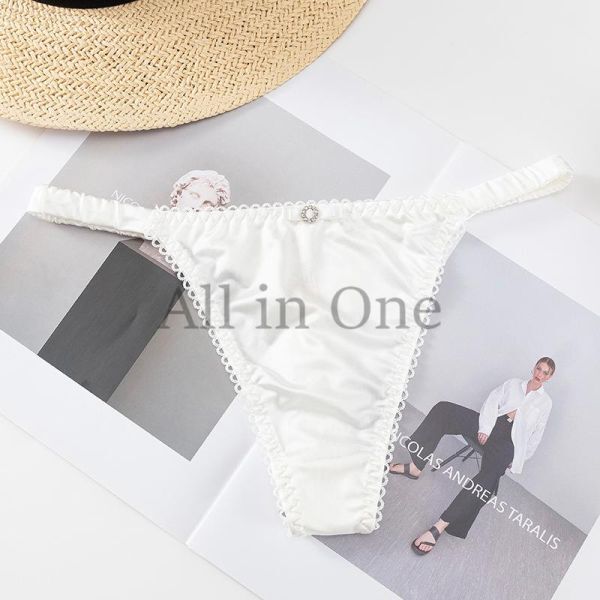 130-42-8 光沢 高品質 ツヤ感たっぷり Tバック ショーツ 【ホワイト,F】レディース 女性 下着 セクシー パンツ 可愛い ランジェリー .1拍卖
