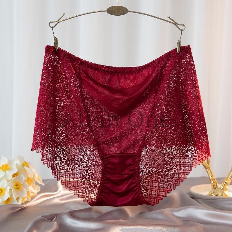 145-279-7 光沢 レース セクシー パンツ つやつやショーツ【レッド,XLサイズ】レディース 女性 下着 ブリーフ ランジェリー インナー .2拍卖