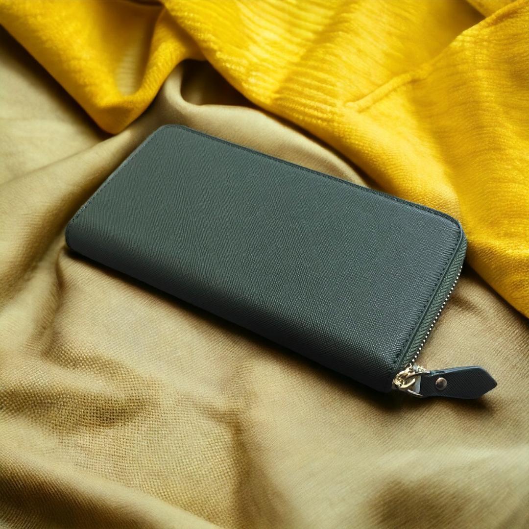 長財布 グリーン エンボス加工 メンズ レディース 小銭入れ 金運アップ拍卖