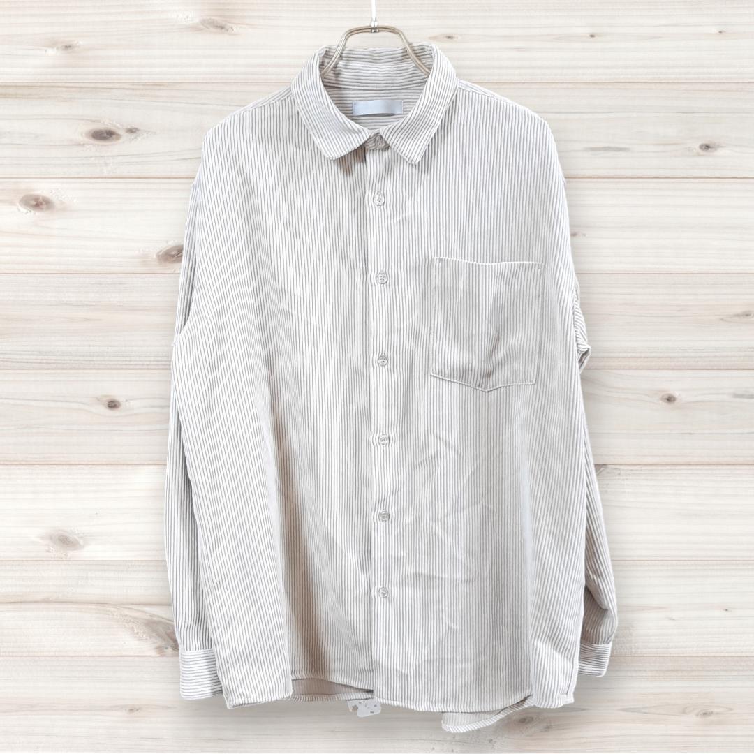 F0090 センスオブプレイスバイアーバンリサーチ sence of place by urban research 長袖シャツ (M) ベージュ拍卖