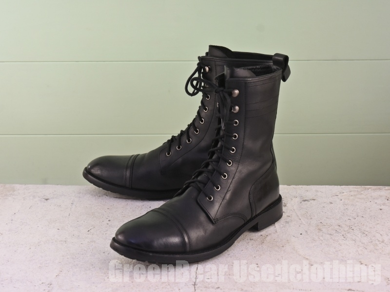 Z941 メンズ ザラ ZARA レースアップブーツ 良い味 黒 ブラック 45 27.5cm 拍卖