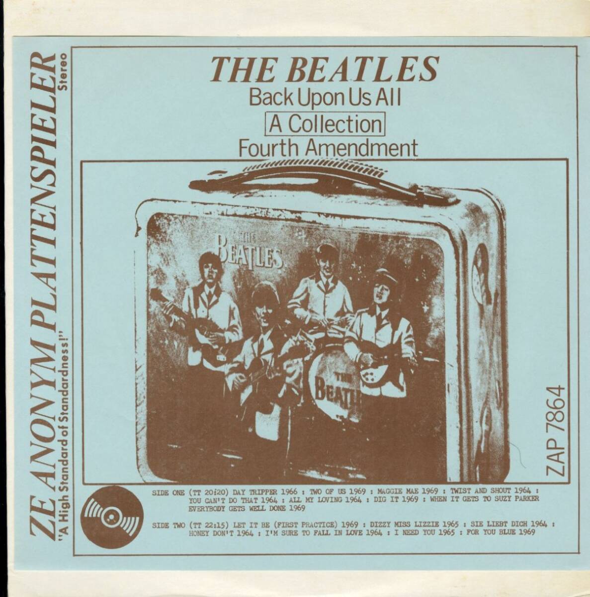 70年代 US盤LP!プライベート The Beatles / Back Upon Us All - The Fourth Amendment【Ze Anonym Plattenspieler / ZAP 7864】未発表音源拍卖