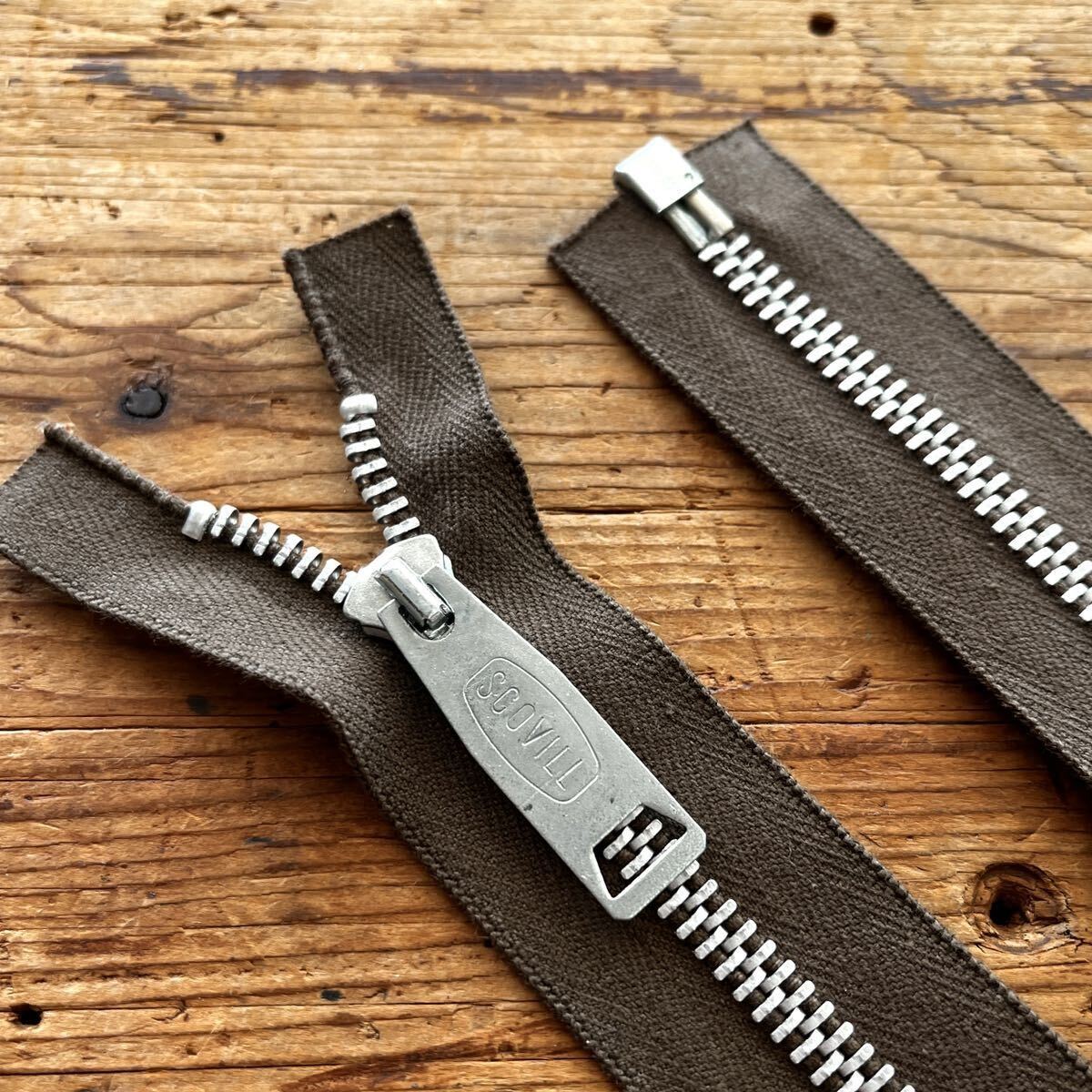 60’sロングベルScovill茶系色 5号オープン ファスナーTALONタロンConmarスコービル ジッパー レザージャケット 交換用 リペア ビンテージ拍卖