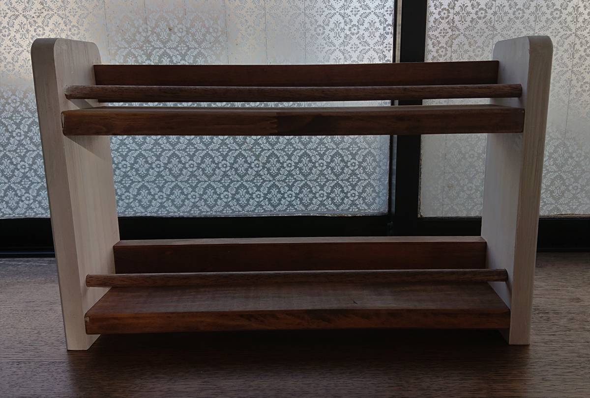 ☆ハンドメイド 格安 スパイスラック 調味料ラック ウォールナット ホワイト ツートン色2☆拍卖