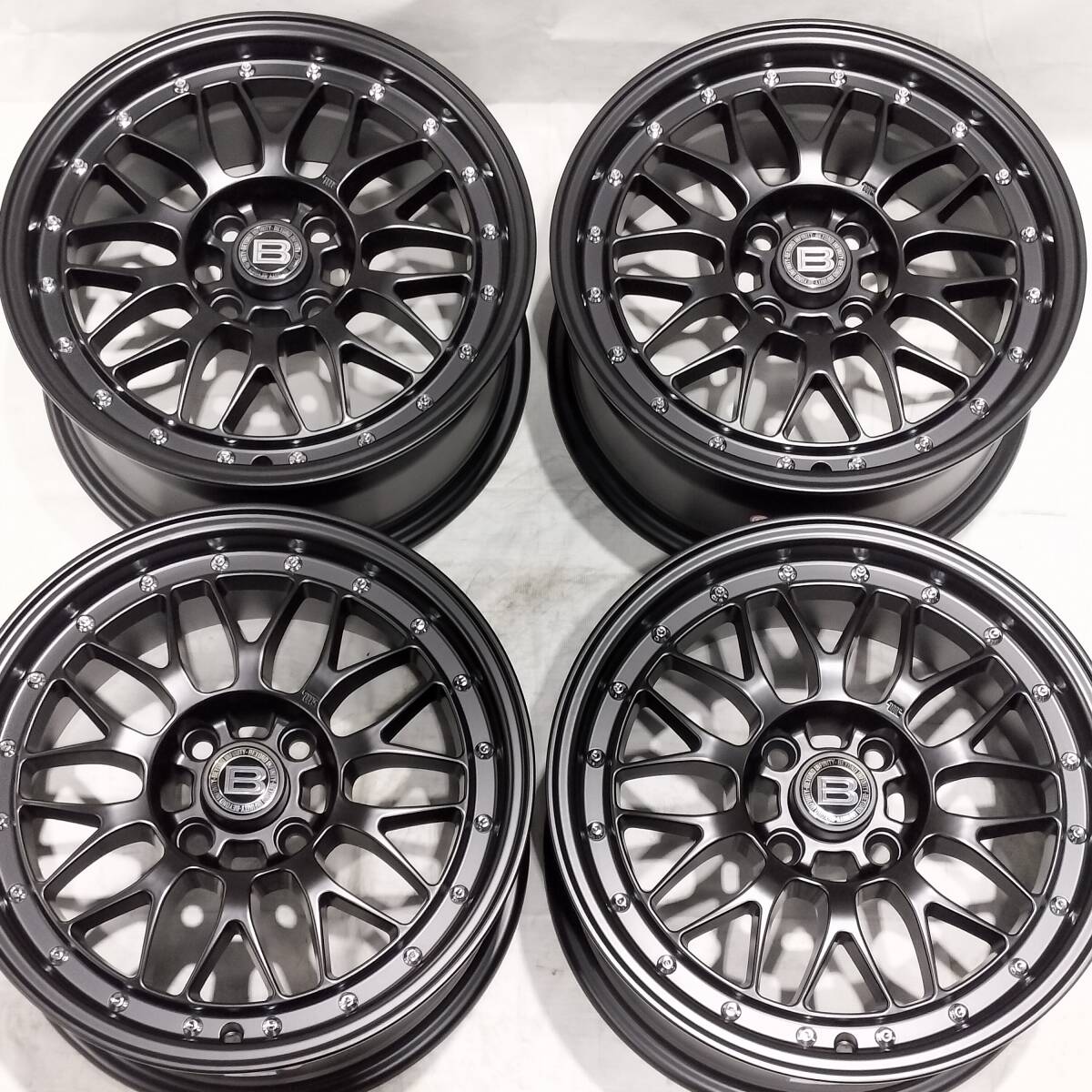 BEYONDI CM01 セミグロスブラック 15-7.0J +35 4H100 YOKOHAMA ADVAN A052 195/55R15 89V シビック ヤリス ロードスター スイフト 01-2529拍卖