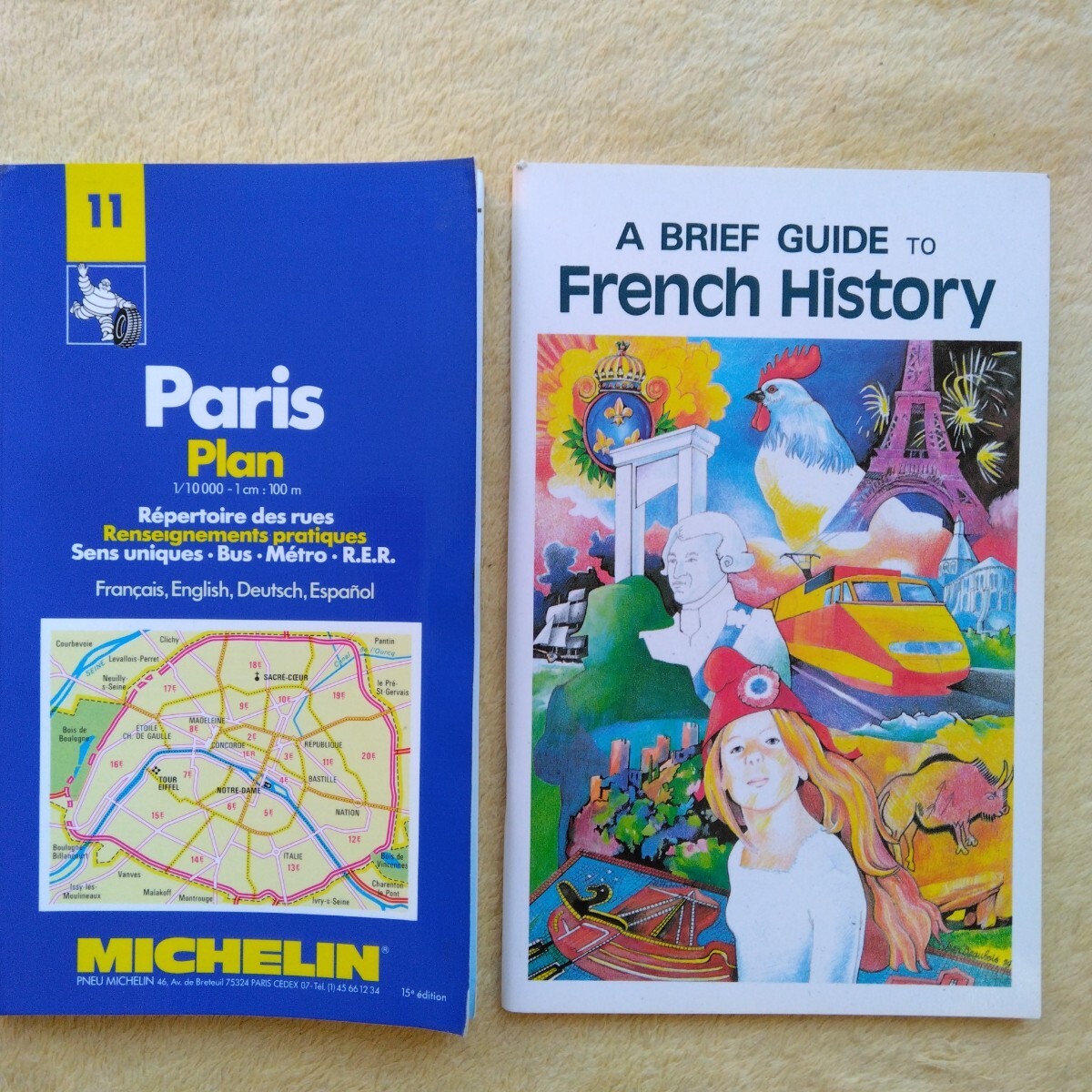 MICHELIN 製のParis Plan 1/10000-1cm:100m A BRIEF GUIDE TO French History の2冊 拍卖
