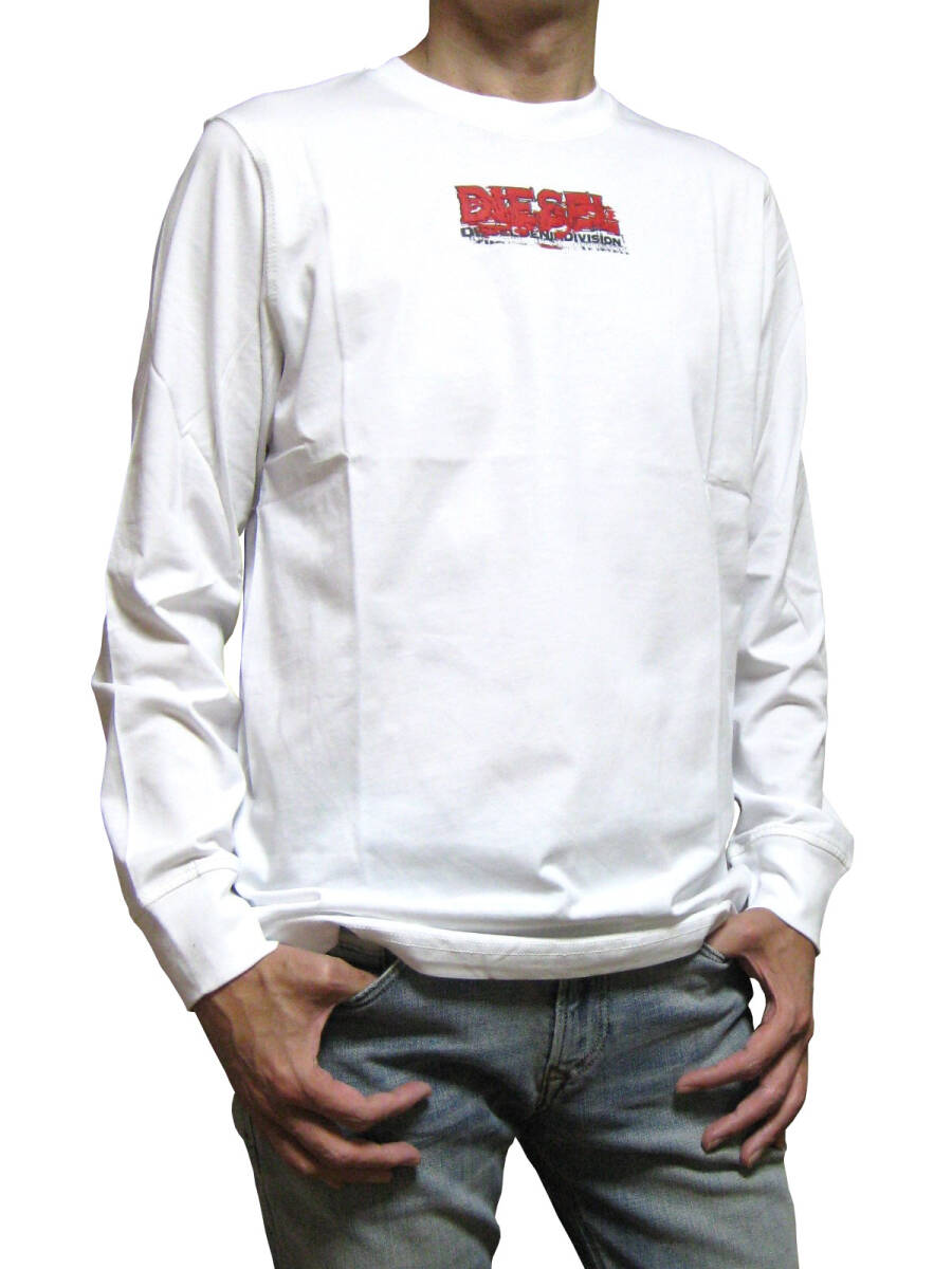 新品 直輸入 DIESEL ディーゼル 発泡ロゴ 長袖Tシャツ T-JUST-LS-K2 ホワイト XLサイズ A12517 0GRAI レギュラーフィット拍卖