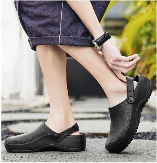 sa28【23.5~24】黒 サボサンダル キッチンシューズ コックシューズ クロッグ レディース 仕事用 無地 梅雨 防水処理 耐摩耗性 滑り止め 4拍卖