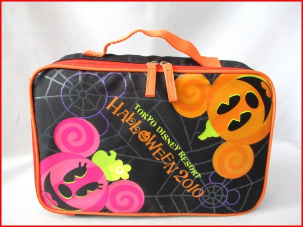 東京ディズニーリゾート ハロウィーン2010◇スクエアバッグ BK ウレタンクッション入 ラウンドファスナー W28cm拍卖