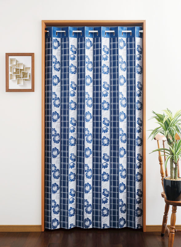 新品 日本製 フリーカット アコーディオン間仕切り フラワー×チェック拍卖