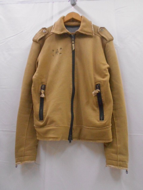 67 送80サ 0101YD19 DIESEL RISING SUN ディーゼル 由李 裏地プリント スウェット ライダースジャケット アーカイブ マカオ製 サイズL 中古拍卖