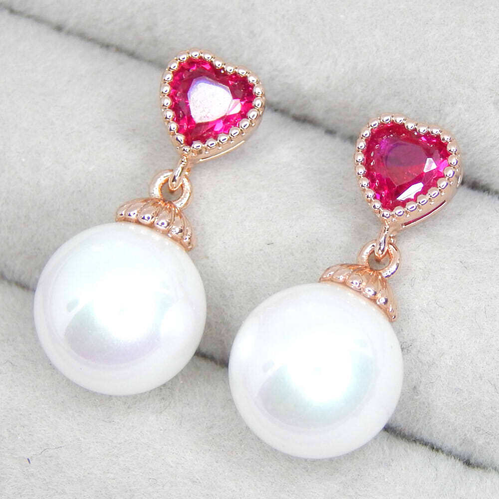 残り1点★人気 ハート&淡水真珠 CZルビーダイヤモンドピアス ピンクゴールド シルバー925 ジルコニア レディース 限定 イヤリング化可拍卖