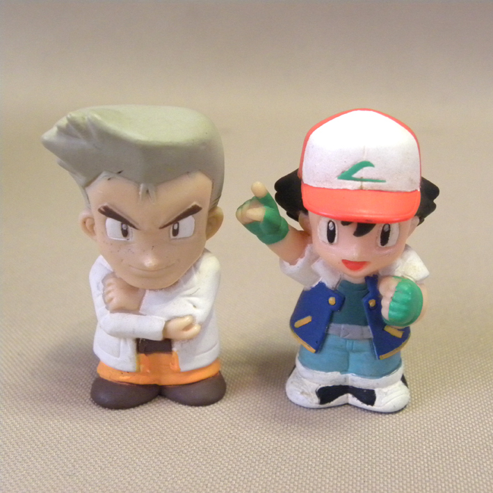 1990年代 当時物 初期 ポケットモンスター サトシ/オーキド博士 ソフビ 人形 ( 古い 昔の ビンテージ レトロ フィギュア ポケモン 無印 )拍卖