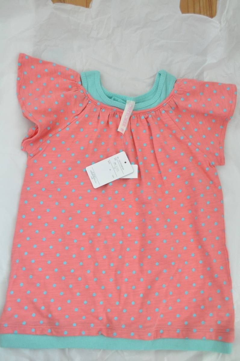 チェロキー 重ね着風ドット柄フレアスリーブTシャツ CHEROKEE 西松屋 水玉 綿100% 120拍卖