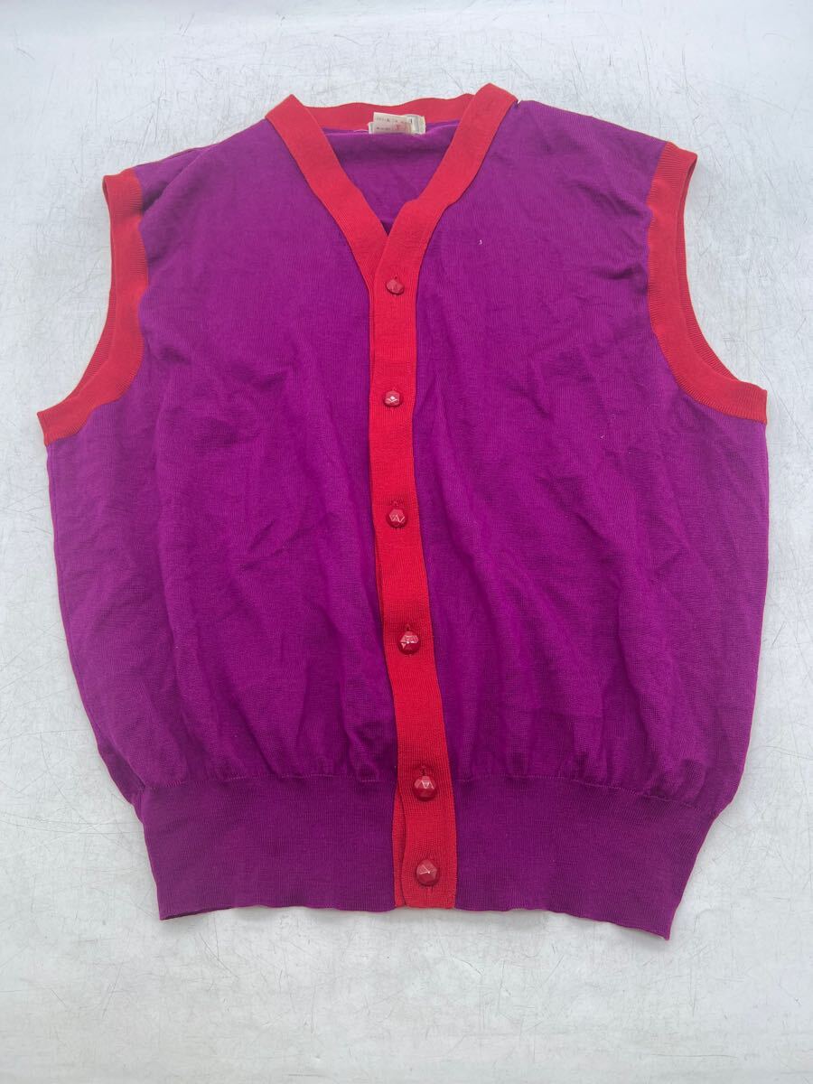 【保管品】GIANNIVERSACE ニット ベスト size IV 50 メンズ パープル 中古品 ヴェルサーチ トップス 訳あり ブランド DM1212L拍卖