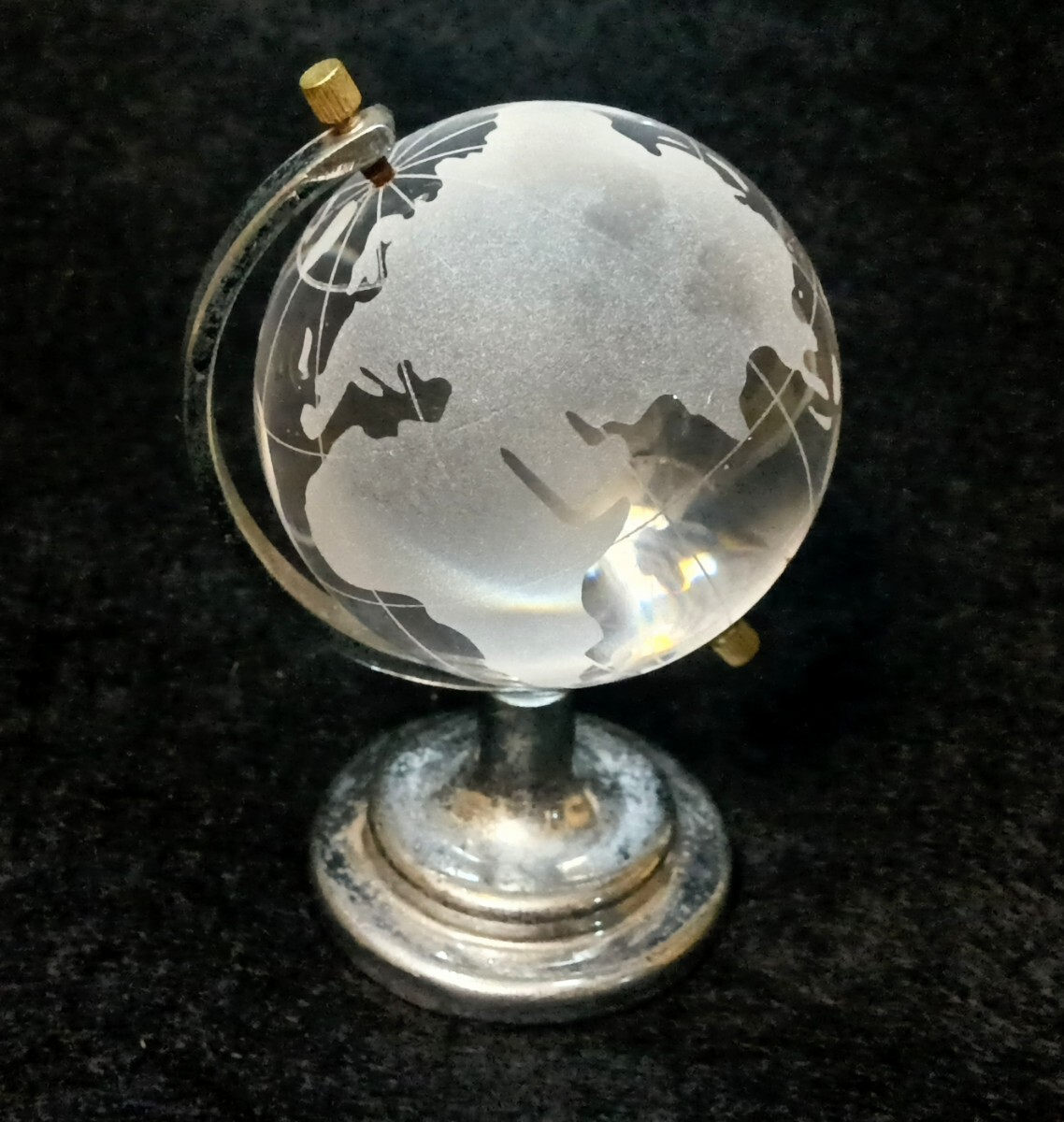 初だし品 ガラス 地球儀 置物 オブジェ 箱なし ★広島発送★(岡山発送品同梱不可)拍卖