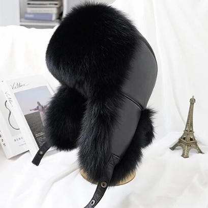 CB015:シルバーキツネの毛皮の帽子 アライグマの毛皮の帽子 ロシアのスキーキャップ拍卖