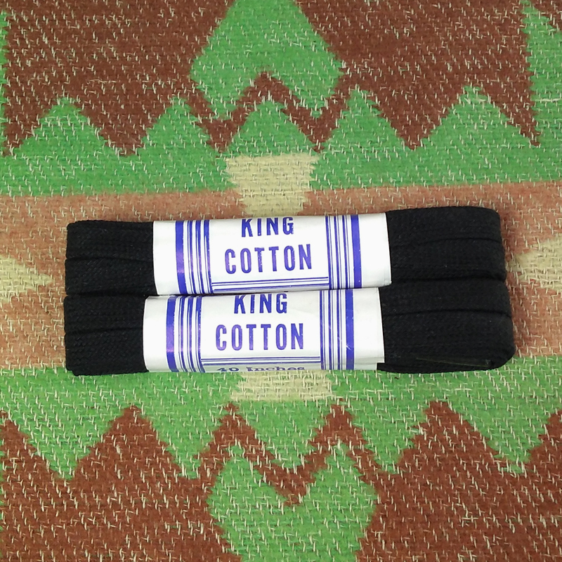 2ペア【KING COTTON】デッド 50s60s シューレース 黒 40 ワーク シューズ ブーツ に★ビンテージ ミリタリー 靴紐 平紐 USA 古着 30s40s70s拍卖