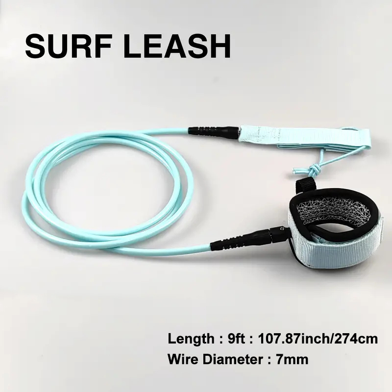SUP ロングボード用リーシュコード 9ft/7mm サーフィン アクアブルー水色 足首用 アンクル パワーコード ノーブランド拍卖