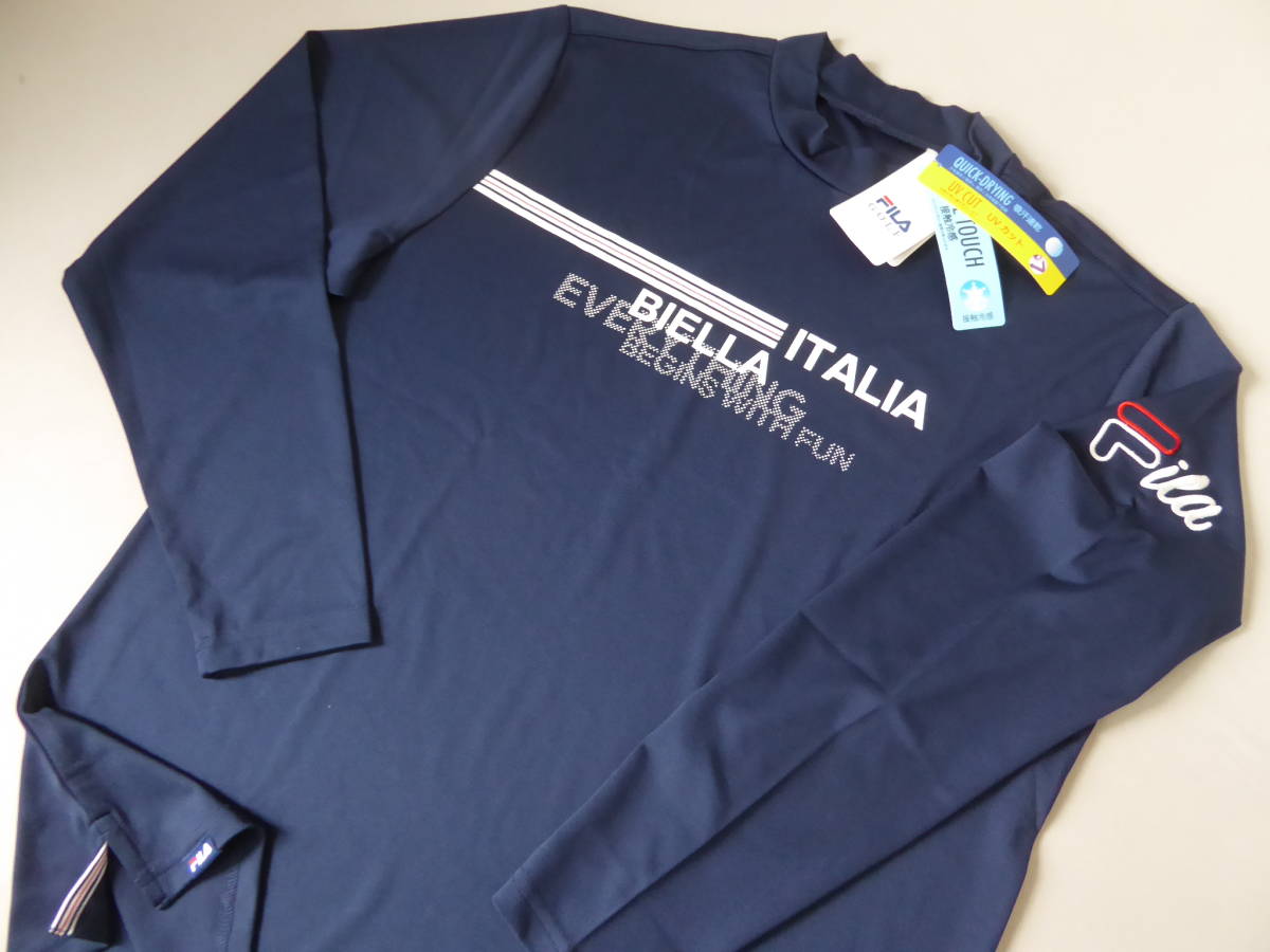 FILA GOLF フィラ ゴルフ 接触冷感 吸汗速乾 UV CUT ストレッチ モックネック長袖シャツ LL 紺 ④拍卖