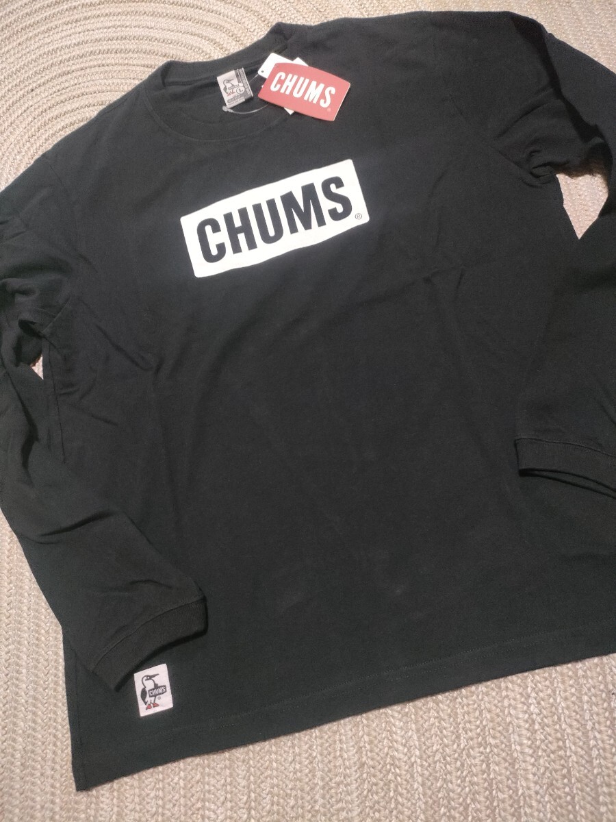 新品 未使用 CHUMS チャムス 長袖 Tシャツ М ロンT ブラック 黒 ロゴ拍卖