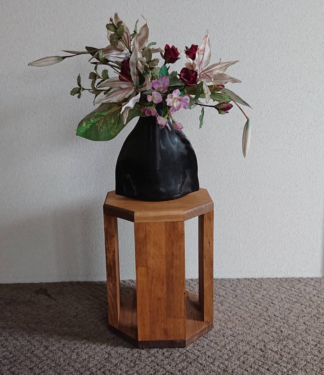 ☆ハンドメイド 八角形 花台 スツール テーブル オスモカラー チーク色☆拍卖